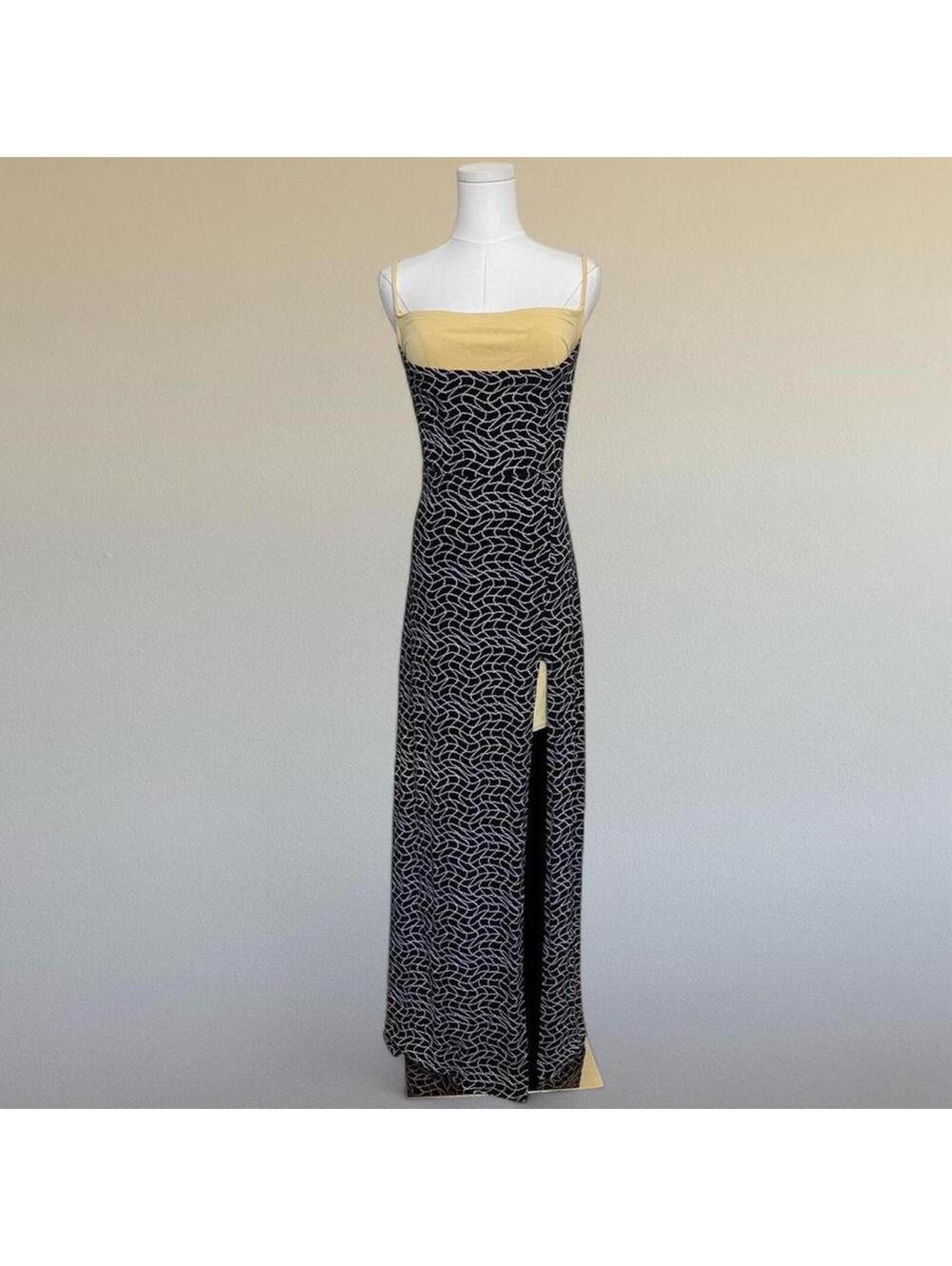 90s formal dress with abstract print Sz. L